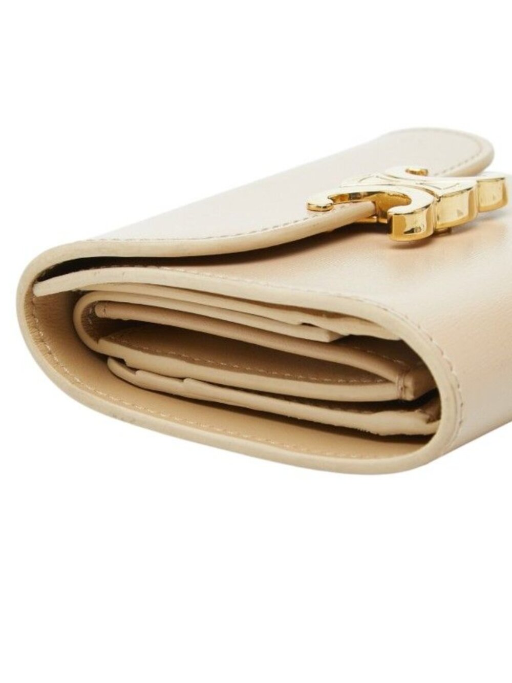 Celine Triomphe Small Flap Wallet Beige Leather - Picture 5 of 10